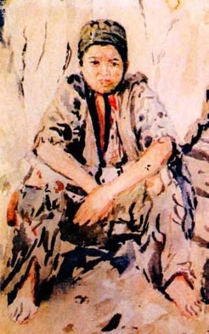 Painter B. Kangarli. Refugee. 1921. Painter Bahruz Kangarli (1892-1922), a graduate of the Tiflis art school, in 1920-1922 painted a series of portraits of Azerbaijani refugee children expelled from Armenia.