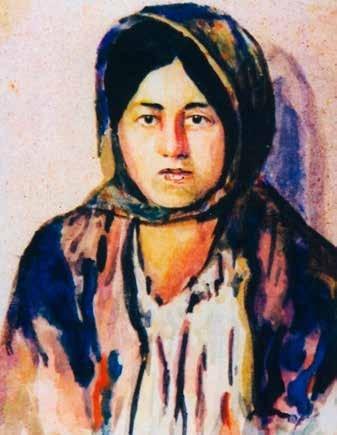 Painter B. Kangarli. Girl with a shawl. 1921