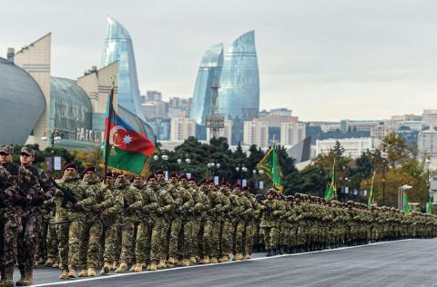 The elite of the Azerbaijani army, special forces, at the Victory parade. Baku, 10 December 2020