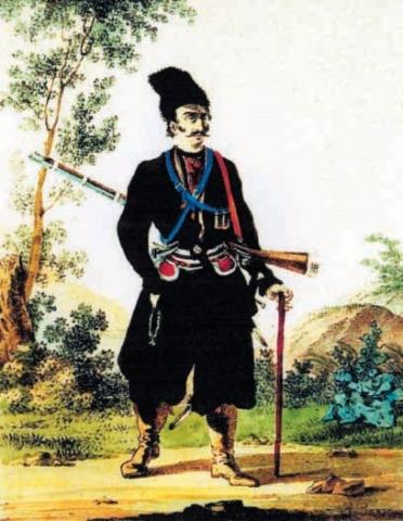 K.Beggrov. A man from Shamshadil. Engraving of a picture (Shamshadil is an area in eastern Georgia inhabited mainly by Azerbaijanis. Approx. edition)