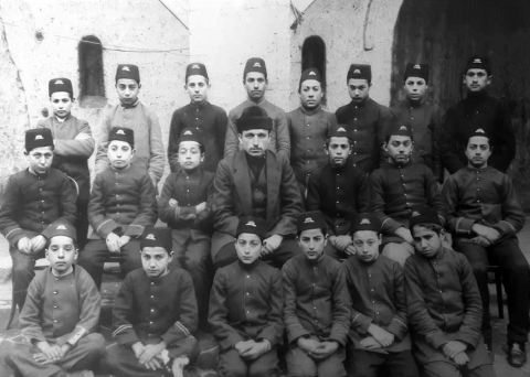 Group of students and pupils of the society